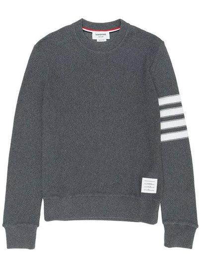 4 Bar Stripe Open Raschel Stitch Sweatshirt Grey - THOM BROWNE - BALAAN 2