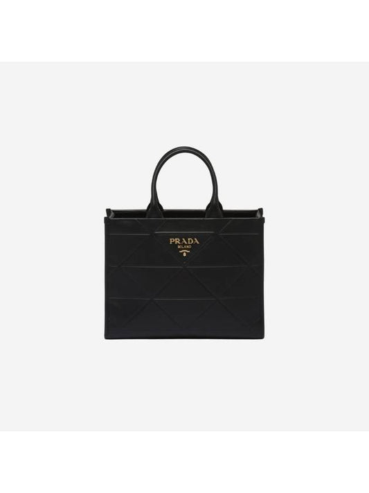 topstitching medium leather symbol bag black - PRADA - BALAAN 1