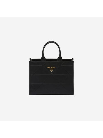 topstitching medium leather symbol bag black - PRADA - BALAAN 1