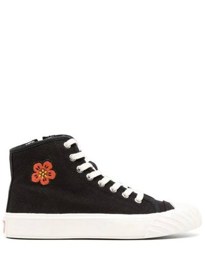 School Bokeh Flower Embroidered Cotton High Top Sneakers Black - KENZO - BALAAN 2