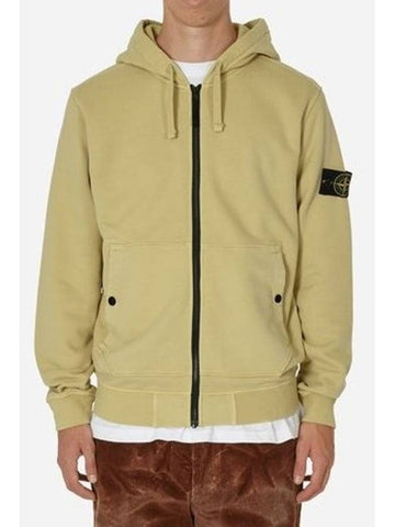 Wappen Patch Cotton Zip Up Hoodie Natural Beige - STONE ISLAND - BALAAN 1