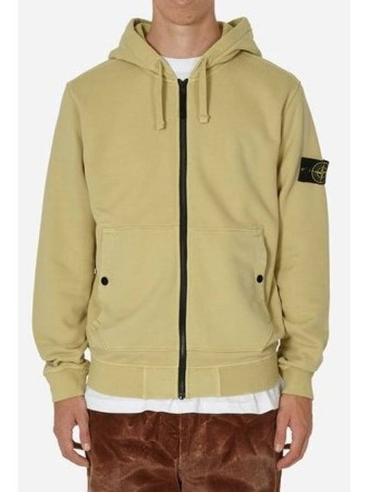 Wappen Patch Cotton Zip Up Hoodie Natural Beige - STONE ISLAND - BALAAN 1