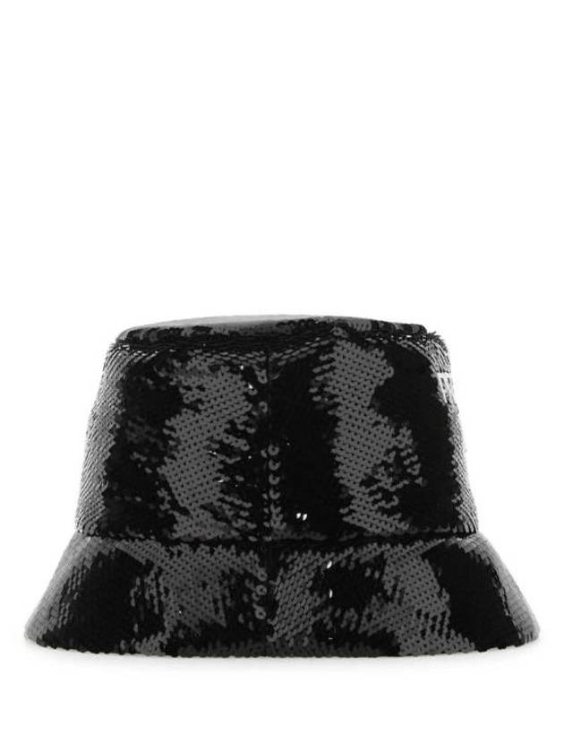 Logo Sequin Bucket Hat Black - PRADA - BALAAN 3