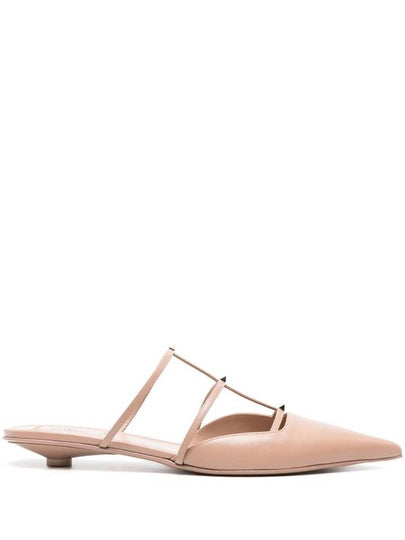 Rockstud Wispy Pointed Toe Mules Beige - VALENTINO - BALAAN 2