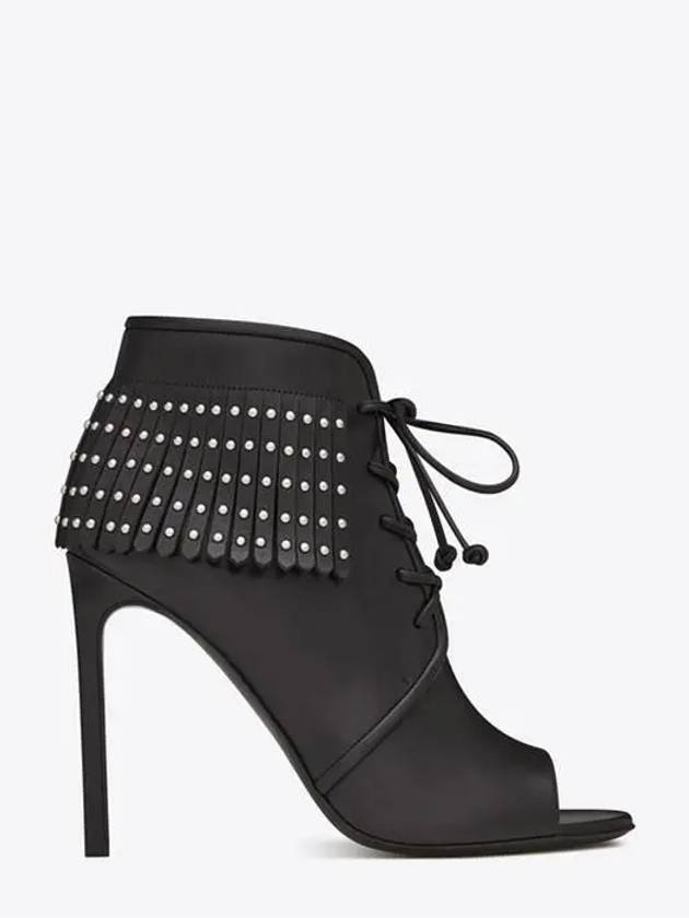 Women's Open Toe Ankle Boots Heel Black - SAINT LAURENT - BALAAN.