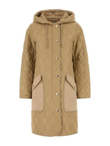 Diamond Quilted Hooded Single Coat Beige - BURBERRY - BALAAN 1