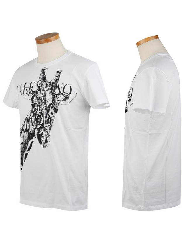 RV3MG00 NEUC 0BO Giraffe motif white tshirt for men and women - VALENTINO - BALAAN 2