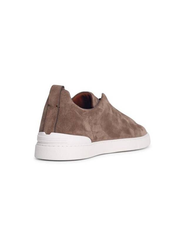 Zegna 'Triple Stitch' Beige Suede Sneakers - ERMENEGILDO ZEGNA - BALAAN 3