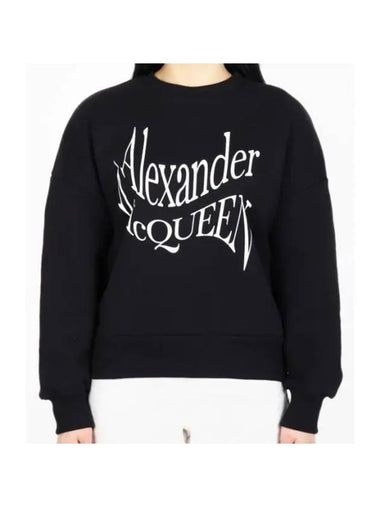 Warped Print Sweatshirt Black - ALEXANDER MCQUEEN - BALAAN 1