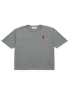 Medium heart logo short sleeve t shirt heather gray UTS004 726 0501 - AMI - BALAAN 2