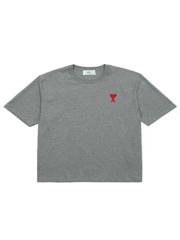 Medium heart logo short sleeve t shirt heather gray UTS004 726 0501 - AMI - BALAAN 2