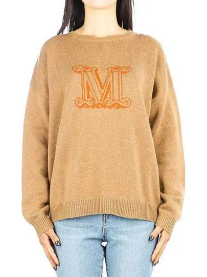 Edo Monogram Cashmere Knit Top Brown - MAX MARA - BALAAN 2