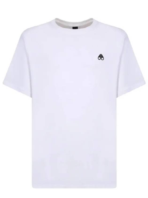 Satellite Logo Crew Neck Short Sleeve T-Shirt White - MOOSE KNUCKLES - BALAAN 4