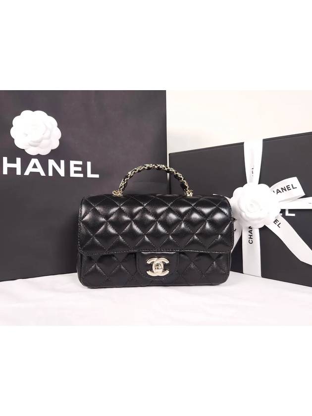 Top Handle Lambskin Cross Bag Black - CHANEL - BALAAN 2