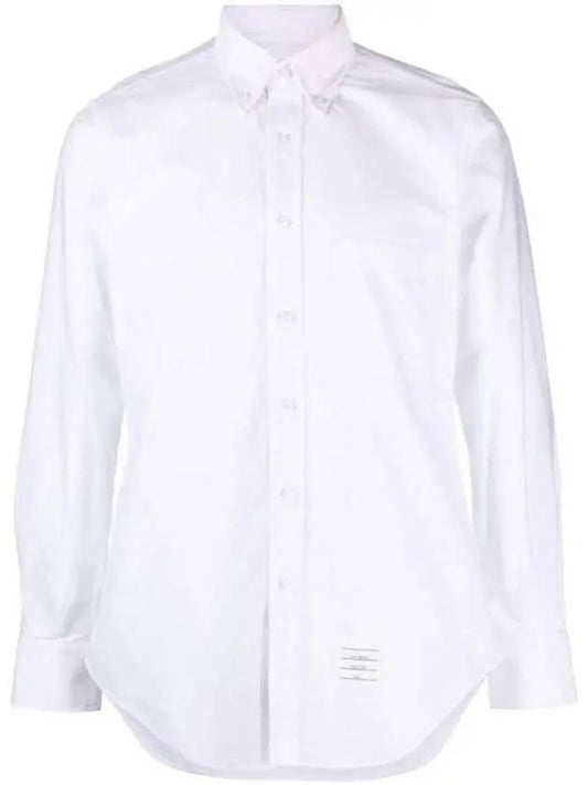 Men's Logo Patch Classic Cotton Long-Sleeve Shirt White - THOM BROWNE - BALAAN 2