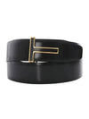 Gold Hardware T-logo Buckle Double-sided Belt Black - TOM FORD - BALAAN 1