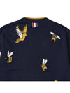 Birds Bees 4-Bar Cotton Merino Pullover Knit Top Navy - THOM BROWNE - BALAAN 9