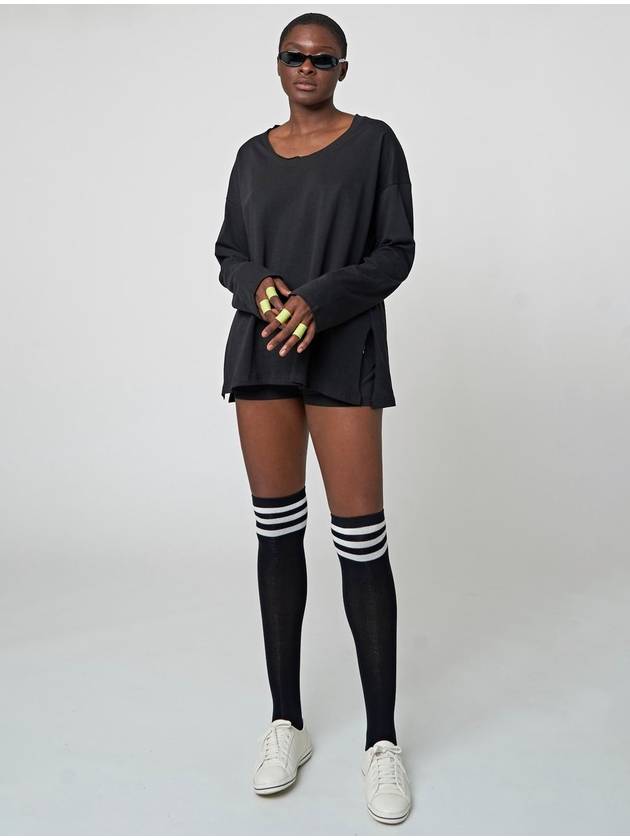 Layer Loose Fit Long Sleeve T-Shirt Black - ATHPLATFORM - BALAAN 5