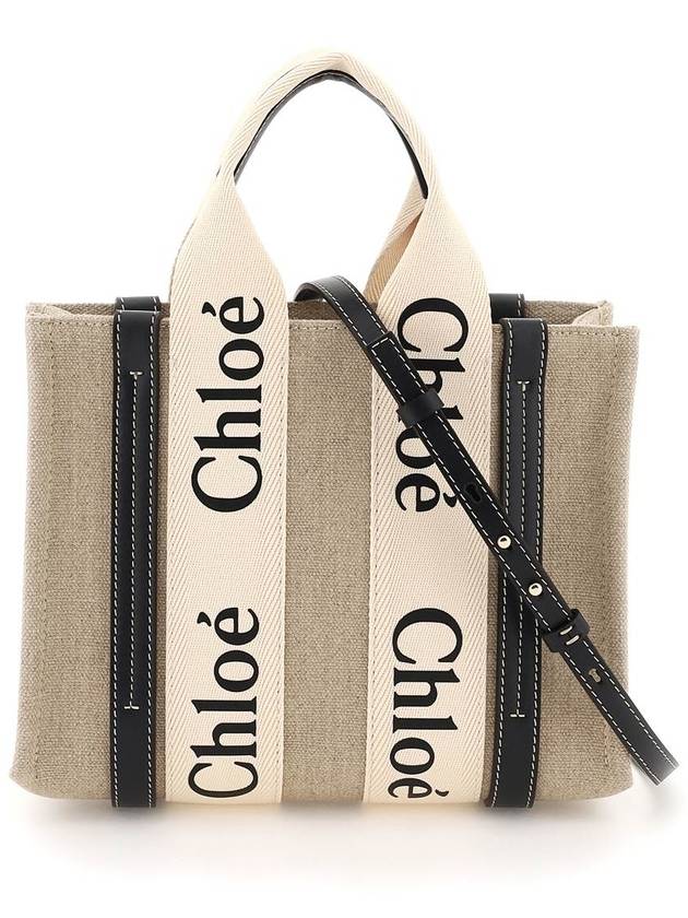 Woody Small Canvas Tote Bag Navy Beige - CHLOE - BALAAN 2