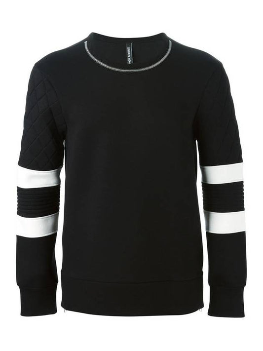 quilted neckline zipper neoprene sweatshirt black - NEIL BARRETT - BALAAN.