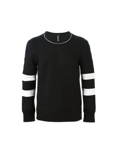 Quilted Neckline Zipper Neoprene Sweatshirt Black - NEIL BARRETT - BALAAN 1