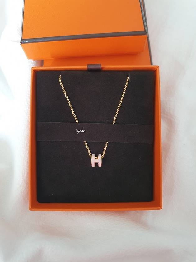 Mini Pop H Pendant Necklace Gold Rose Dragee - HERMES - BALAAN 2