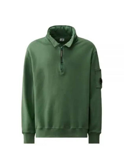 Cotton Fleece Zipped Sweatshirt Green - CP COMPANY - BALAAN 2