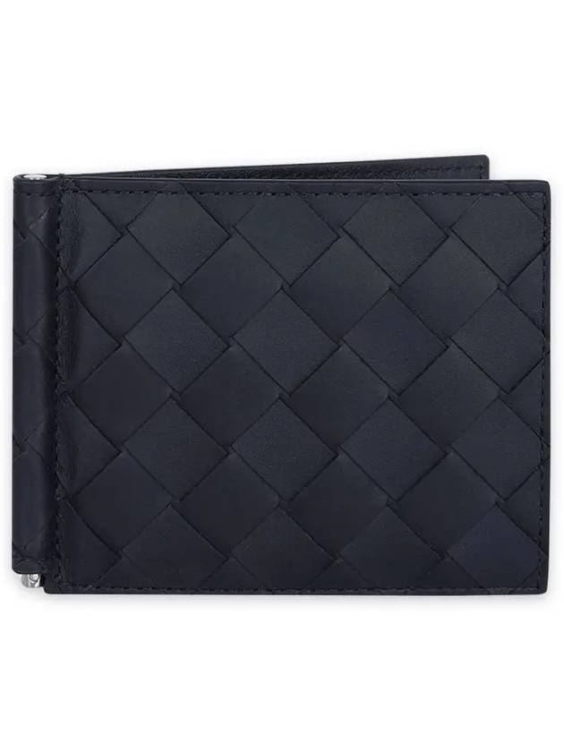 Intrecciato Money Clip Half Wallet Navy - BOTTEGA VENETA - BALAAN 3