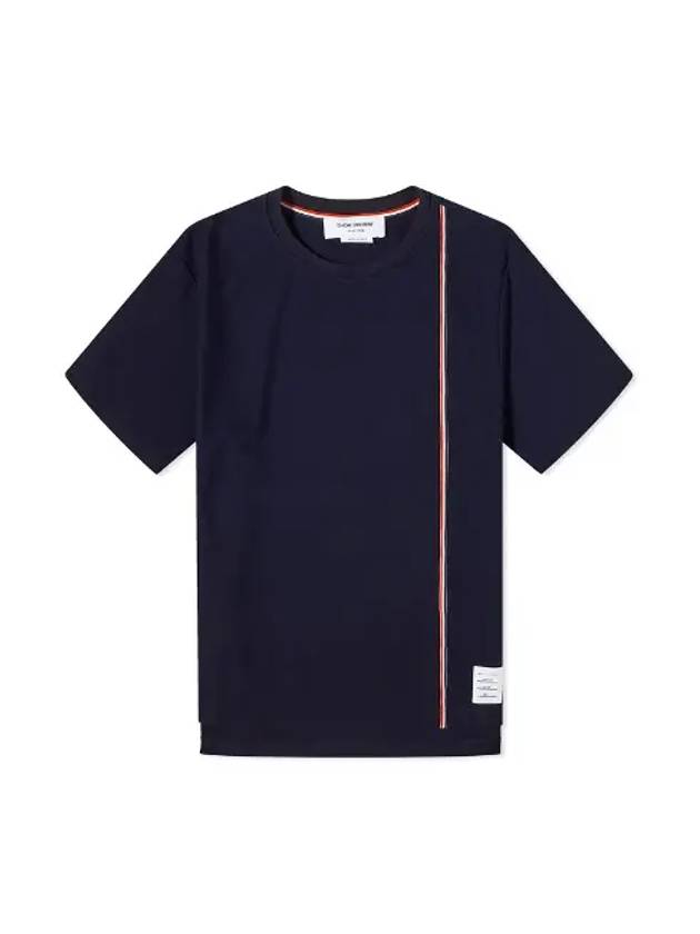 RWB Stripe Cotton Short Sleeve T-shirt Navy - THOM BROWNE - BALAAN 2