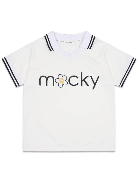 Logo V-neckline Short Sleeve T-Shirt White MMCSS24ST2WH - MACKY - BALAAN 2