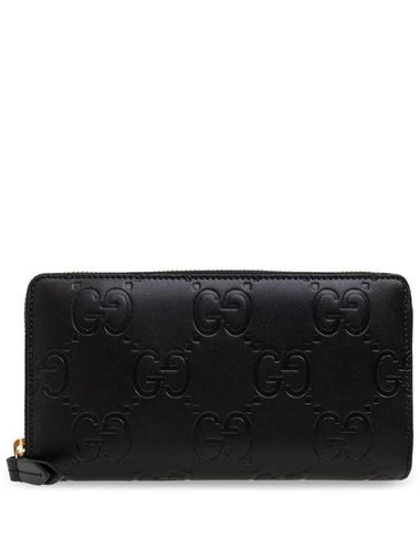 Debossed Logo Leather Long Wallet Black - GUCCI - BALAAN 1