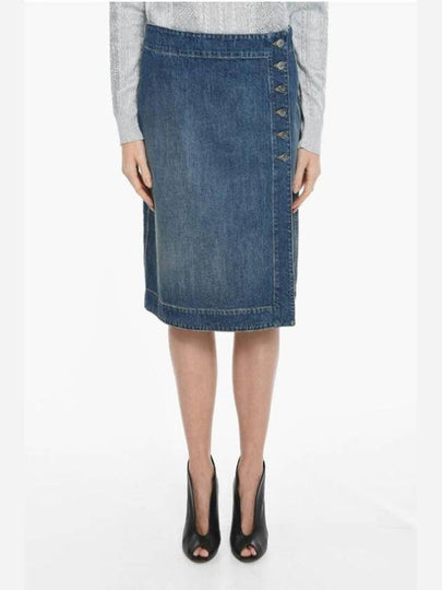 Washed Midi Denim A-Line Skirt Blue - BOTTEGA VENETA - BALAAN 2