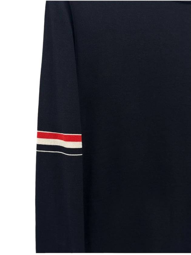 Merino Striped Crew Neck Knit Top Navy - THOM BROWNE - BALAAN 4