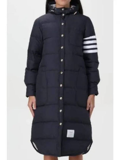 Downfilled Ripstop Classic 4 Striped Hoodie Down Long Padding Navy - THOM BROWNE - BALAAN 2