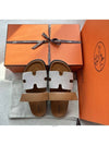 Chypre Canvas Calfskin Sandals Pronoir Natural - HERMES - BALAAN 9