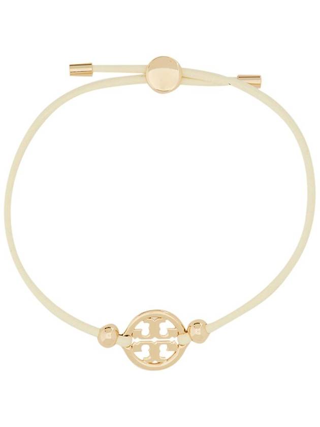 Miller Logo Charm Slider Leather Bracelet White - TORY BURCH - BALAAN 3