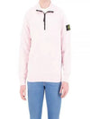 Logo Badge Half Zipper Cotton Fleece Knit Top Pink - STONE ISLAND - BALAAN 2