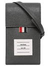 Label Leather Cross Bag Dark Grey - THOM BROWNE - BALAAN.