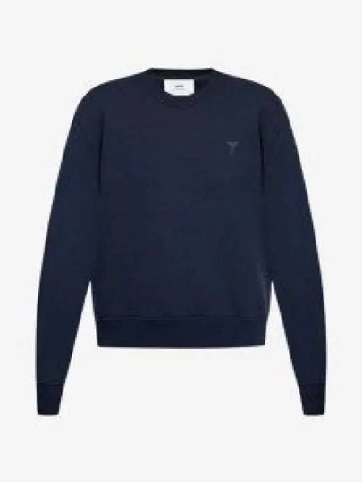 Embroidered Heart Logo Sweatshirt Navy - AMI - BALAAN 2