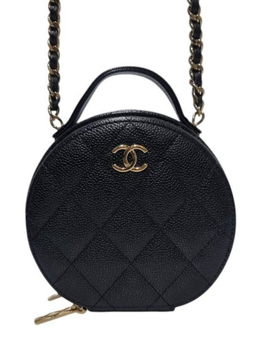 AP2502 Black Caviar Top Handle Tambourine Gold Chain Cross Bag - CHANEL - BALAAN 1