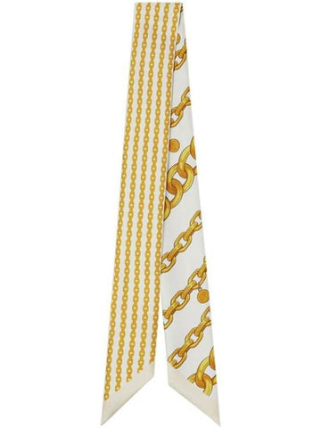 Chain Print Silk Scarf White - VERSACE - BALAAN 1