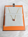 Mini Pop H Pendant Necklace Gold Rouge Grenat - HERMES - BALAAN 3