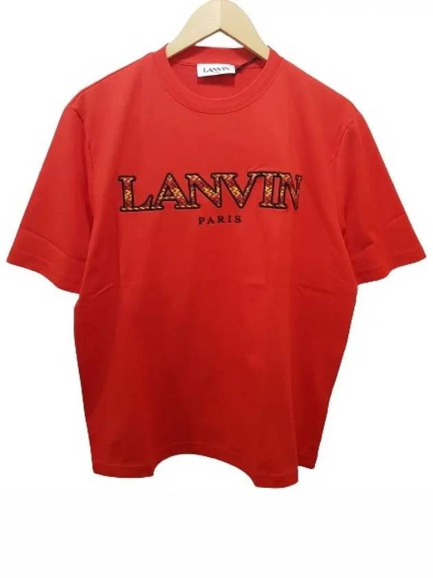 TS0005 J260 37 Cuff Logo Embroidered Short Sleeve Tshirt Red - LANVIN - BALAAN 2