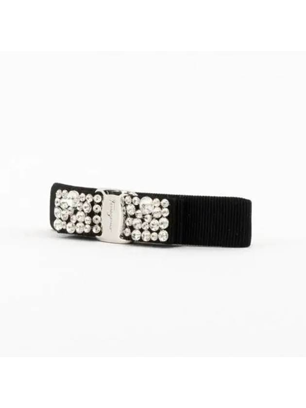 Women's Vara Bow Crystal Hair Clip Black - SALVATORE FERRAGAMO - BALAAN 3