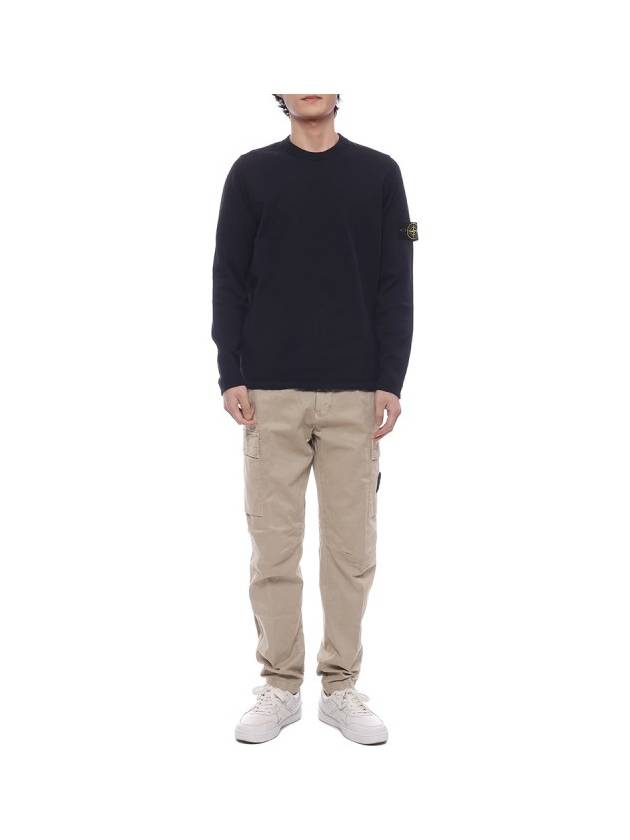 Raw Hand Cotton Crewneck Knit Top Navy - STONE ISLAND - BALAAN 4