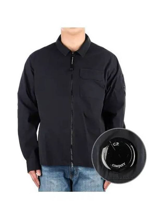 Gabardine Zip Up Long Sleeve Shirt Navy - CP COMPANY - BALAAN 2