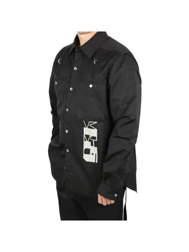 Logo Print Work Over Long Sleeve Shirt Black - RICK OWENS - BALAAN 1