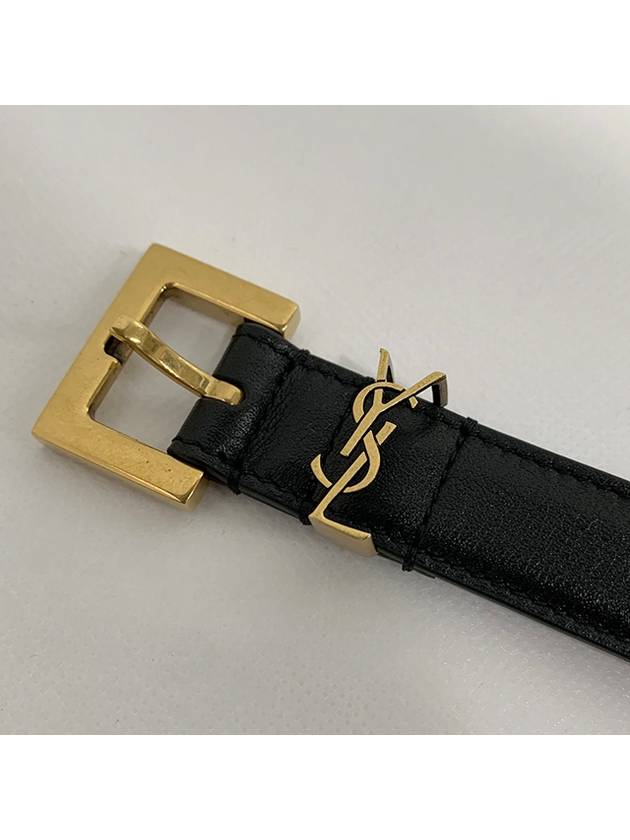 Monogram Square Leather Belt Black - SAINT LAURENT - BALAAN 6