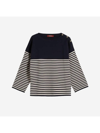 Oranto Rayon Long Sleeve T Shirt Navy - MAX MARA - BALAAN 1