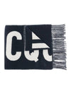 L'Echarpe Fringe Logo Virgin Wool Muffler Navy - JACQUEMUS - BALAAN.